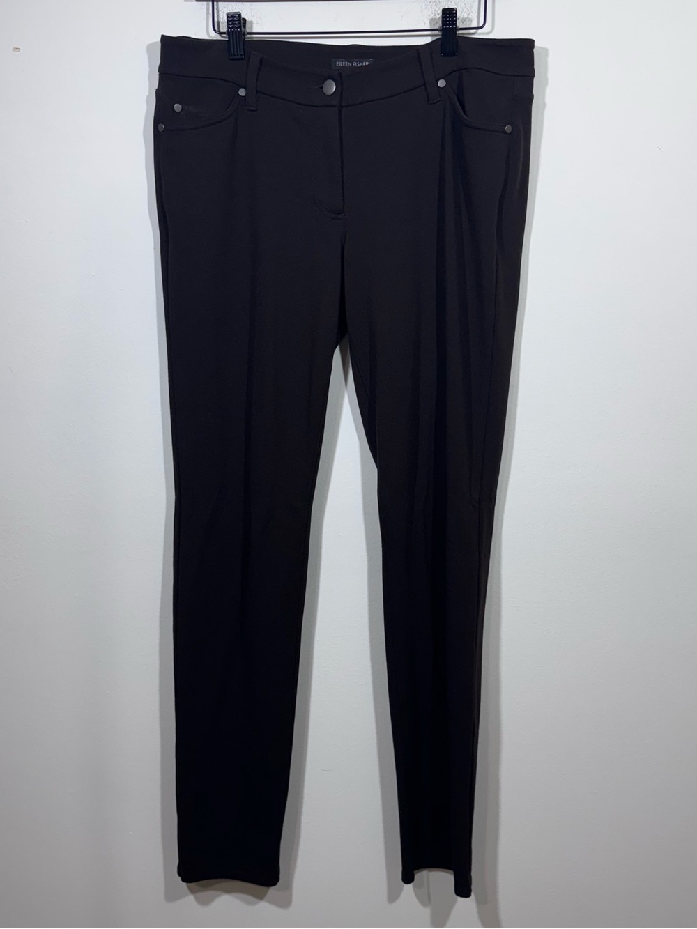 Eileen Fisher Ponte Knit Slim Pants Womens Size 12 Brown Mid Rise